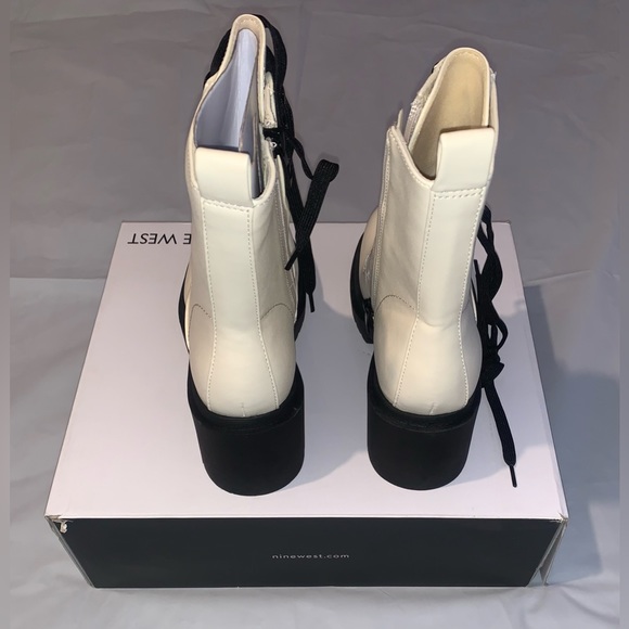 New In Box Nine West Juna Women's Combat Boots Size 6 Color Ivory - Picture 6 of 9